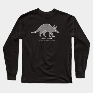 Aardvark with Common and Latin Names - black and white animal design Long Sleeve T-Shirt